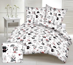 Pościel bawełniana r021 karo biały/zygzak