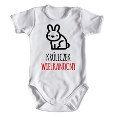 Body krótki rękaw króliczek wielkanocny moocha białe