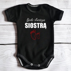 Body krótki rękaw będę starszą siostrą  moocha czarne