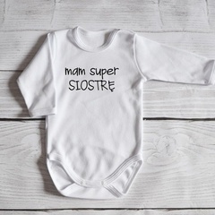 Body długi rękaw mam super siostrę moocha białe