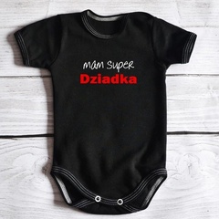 Body krótki rękaw mam super dziadka moocha czarne