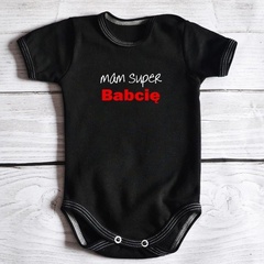 Body krótki rękaw mam super babcię moocha czarne