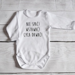 Body długi rękaw nie spać! wstawać! cyca dawać! moocha białe