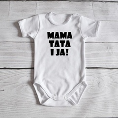 Body krótki rękaw mama, tata i ja moocha białe