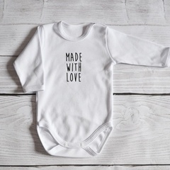 Body długi rękaw made with love moocha białe