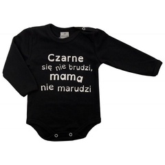 55121982 body z długim rękawem czarne się nie brudzi, mama nie marudzi oscar kids