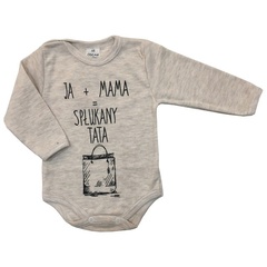 55121946 body z długim rękawem ja + mama = spłukany tata oscar kids - beżowy