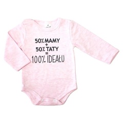 55121979 body z długim rękawem 50 % mamy + 50 % taty = 100% ideału oscar kids - różowy