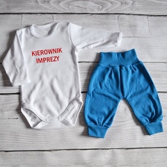 Zestaw body długi rękaw+spodenki kierownik imprezy moocha niebieski