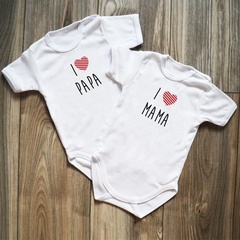 Dwupak body krótki rękaw i <3 mama i papa moocha białe