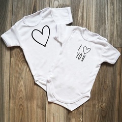 Dwupak body krótki rękaw i <3 you moocha czarne