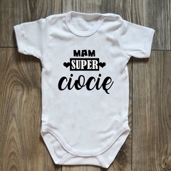 Body krótki rękaw mam super ciocię moocha białe