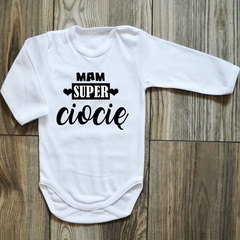 Body długi rękaw mam super ciocię moocha białe