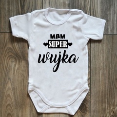 Body krótki rękaw mam super wujka moocha białe