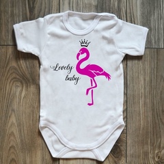 Body krótki rękaw flaming z koroną lovely baby moocha białe