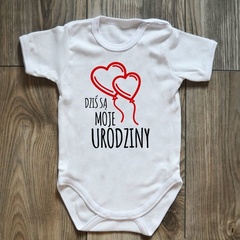 Body krótki rękaw dziś są moje urodziny moocha białe