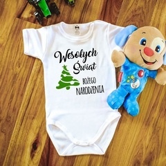 Body krótki rękaw wesołych świąt bożego narodzenia moocha biały 