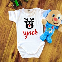 Body krótki rękaw synek renifer moocha biały