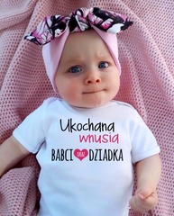 Body krótki rękaw ukochana wnusia babci i dziadka moocha białe