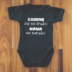 Body krótki rękaw czarne się nie brudzi mama nie marudzi moocha czarne 
