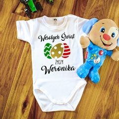 Body krótki rękaw  jajeczka wielkanocne z imieniem moocha białe
