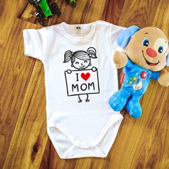 Body krótki rękaw i love mom moocha biały