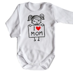 Body długi rękaw i love mom moocha biały