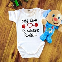 Body krótki rękaw mój tata to mistrz świata moocha biały
