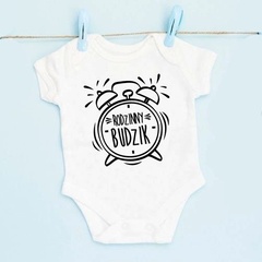 Body krótki rękaw budzik rodzinny moocha biały