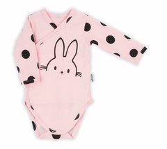 163387 body z długim rękawem rozpinane bunny groszki nicol - różowy