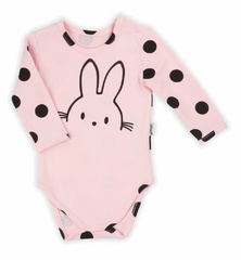 163388 body z długim rękawem bunny groszki nicol - różowy