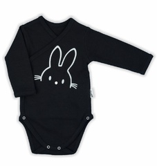 163361 body z długim rękawem rozpinane bunny kratka nicol - czarny