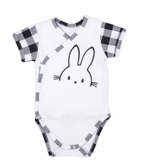 163369 body z krótkim rękawem rozpinane bunny kratka nicol