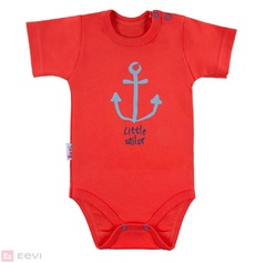 Body krótki rękaw little sailor ewa klucze - czerwony