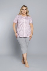 Robinia piżama damska krótki rękaw, spodnie 3/4 italian fashion- turkusowy