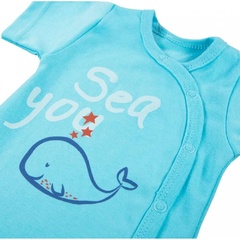 Body regulowane krótki rękaw little sailor ewa klucze- turkusowy