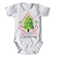 merry christmas z choinką boże narodzenie body krótki rękaw moocha biały 