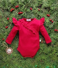 M172 merry cherry body rozpinane długi rękaw marija - czerwony