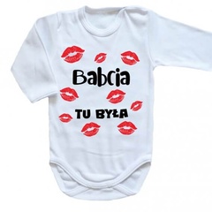 babcia tu była body długi rękaw moocha biały 