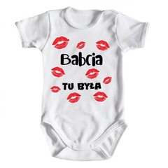 babcia tu była body niemowlęce krótki rękaw moocha biały 