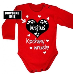 kochany wnusio z imieniem body długi rękaw moocha czerwony