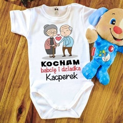 kocham babcię i dziadka z imieniem body krótki rękaw moocha biały 