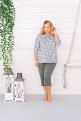 Asarina piżama damska 3/4 rękaw, 3/4 spodnie italian fashion- druk/ ciemny melanż 