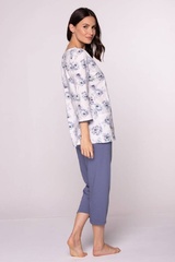 569 piżama damska cana - denim-niebieskie kwiaty