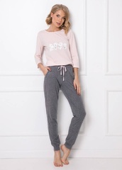 Fiona long piżama damska aruelle - pink-grey