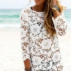 Sukienka plażowa ala pareo z białej koronki