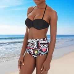 Bikini z wysokim stanem i wzorami geometrycznymi