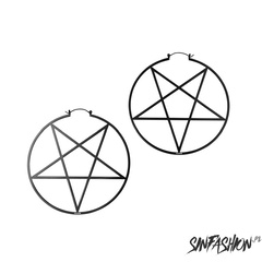 Kolczyki killstar pentagram hoop blk