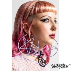 Kolczyki killstar pentagram hoop lilac