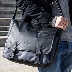 Stylowa brązowa casual torba męska na ramię solier s12